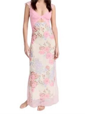REVOLVE Pink and Cream Floral Maxi Dress
